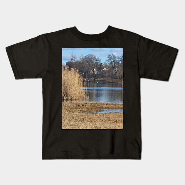 Tall Grass Around The Lake Kids T-Shirt by Alemway